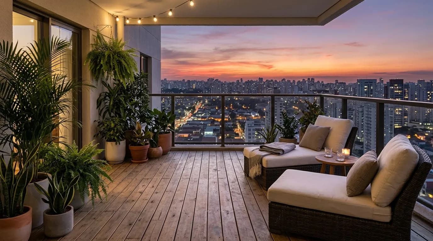 Balcony deck at sunset