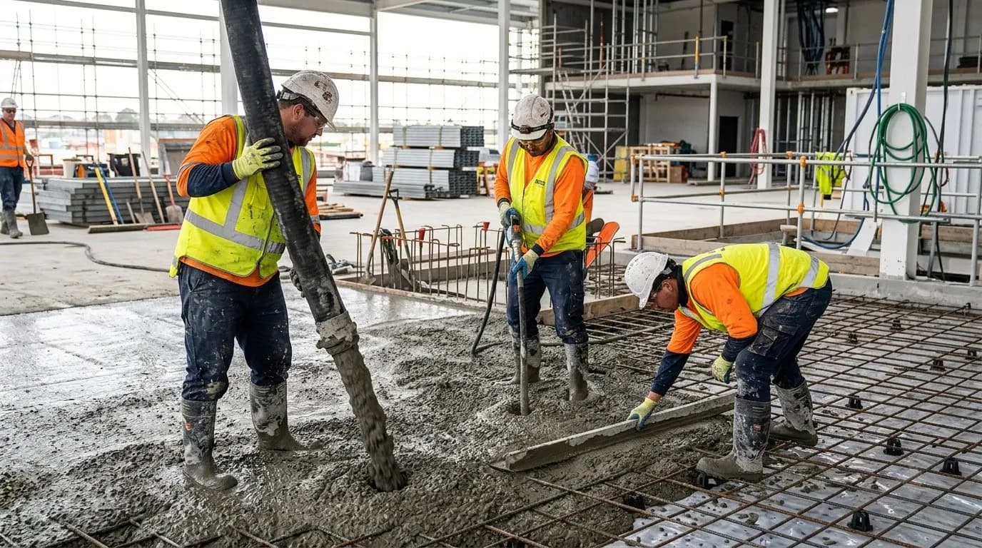 Slab pour on a residential floor